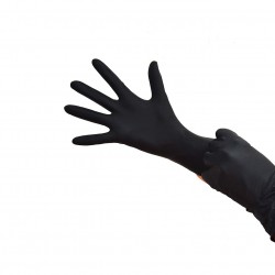 Gants d'examen noir nitrile non poudré 7/8 (M) HEXA /100