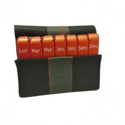 Pilulier semainier design Liberty effet maroquinerie de face ouvert 
