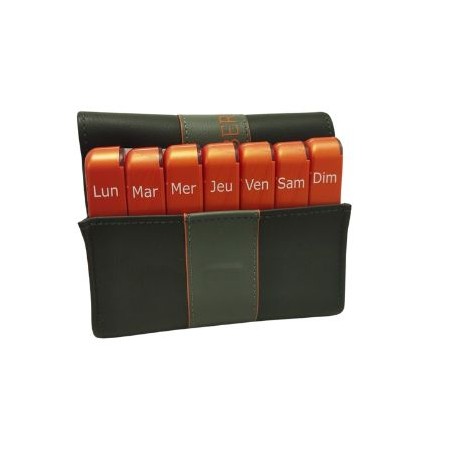 Pilulier semainier design Liberty effet maroquinerie de face ouvert 