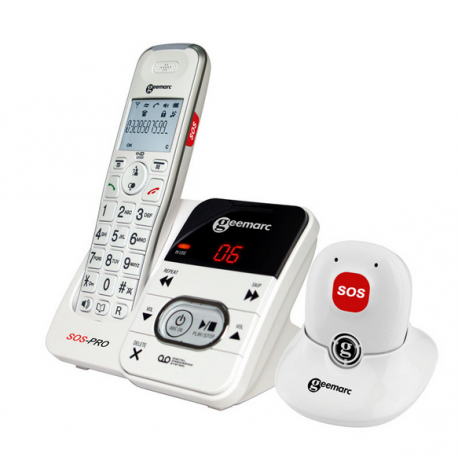 téléphone Doro care secure plus avec ses deux télécommandes bracelet et collier