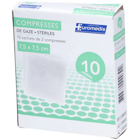 Compresses stériles tissées 7,5 x 7,5 cm (par 50)