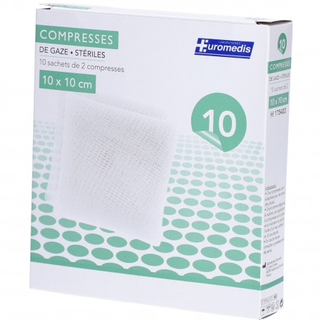 compresses stériles tissées 10 x 10 cm (par 50)